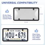 License Plate Protector 2PCS, Clear License Plate Cover & Frames, Rust-Proof Auto Car License Plate Covers and Frames Holder with Screws & Caps, Universal Tag Cover for License Plate (Black)