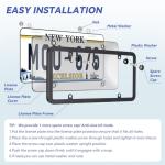License Plate Protector 2PCS, Clear License Plate Cover & Frames, Rust-Proof Auto Car License Plate Covers and Frames Holder with Screws & Caps, Universal Tag Cover for License Plate (Black)