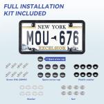 License Plate Protector 2PCS, Clear License Plate Cover & Frames, Rust-Proof Auto Car License Plate Covers and Frames Holder with Screws & Caps, Universal Tag Cover for License Plate (Black)