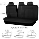 CAR PASS Car Seat Covers Full Sets, Front & Split Rear Bench for Car, 3D Tyre Embossed Automotive Interior Covers, Airbag Compatible, Quick Setup Universal Fit Seat Covers for Car, SUV(All Black)