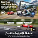 Miden S9 4K+2.5K Dash Cam Front and Rear,64G SD Card,2160P+1600P UHD Dual Dash Camera for Cars,176°+160°Wide Angle,3.5'' IPS Screen Dashcam,Loop Recording,G-Sensor,WDR,Night Vision,24H Parking Monitor