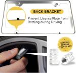 Flamax Mirror Polished Heavy Duty Stainless Steel License Plate Frame with Chrome Screw Caps, 2 Holes Rust-Proof Chrome-Like Finish Stainless Steel License Plate Frames 2 Pack