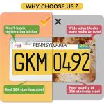 Flamax Mirror Polished Heavy Duty Stainless Steel License Plate Frame with Chrome Screw Caps, 2 Holes Rust-Proof Chrome-Like Finish Stainless Steel License Plate Frames 2 Pack