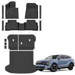 Floor Mats for 2023-2026 Kia Sportage Hybrid Upgrade Trunk Mat with Backrest Mat All Weather TPE Floor Liners Fit for Sportage 2026 Anti-Slip Full Set Car Accessories(Not Fit PHEV)