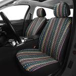 Pariitadin Baja Saddle Blanket Car Seat Covers Front Set with Seat Belt Pads, Washable Breathable Striped Woven Cloth Seat Covers for Cars, Universal Fit Most Cars, Airbag Compatible, Red/Blue