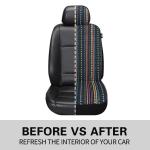 Pariitadin Baja Saddle Blanket Car Seat Covers Front Set with Seat Belt Pads, Washable Breathable Striped Woven Cloth Seat Covers for Cars, Universal Fit Most Cars, Airbag Compatible, Red/Blue