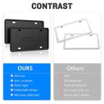 QiqaMole 1 Pack Silicone License Plate Frame, Front Back License Plate Cover, License Plate Bracket Holder Rust-Proof, Rattle-Proof, Weather-Proof for US and CA Standard Car (Black)
