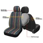 Pariitadin Baja Saddle Blanket Car Seat Covers Front Set with Seat Belt Pads, Washable Breathable Striped Woven Cloth Seat Covers for Cars, Universal Fit Most Cars, Airbag Compatible, Red/Blue