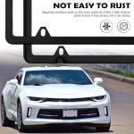 2PCS Car License Plate Frames Kit,4 Holes Car Plate Frame Contains Cars Valve Stem Caps & Screws & Screw Caps,Stainless Steel Vehicle Accessories Licence Plates Frame Holder (Black)