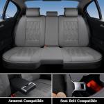 Coverado RAM Seat Covers Full Set, Waterproof Leather Car Seat Covers, Protective Seat Cushions Truck Pickup Custom Fit 2002-2025 Dodge Ram 1500 2500 3500, Gray