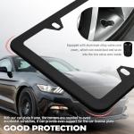 2PCS Car License Plate Frames Kit,4 Holes Car Plate Frame Contains Cars Valve Stem Caps & Screws & Screw Caps,Stainless Steel Vehicle Accessories Licence Plates Frame Holder (Black)