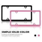 2PCS Car License Plate Frames Kit,4 Holes Car Plate Frame Contains Cars Valve Stem Caps & Screws & Screw Caps,Stainless Steel Vehicle Accessories Licence Plates Frame Holder (Black)