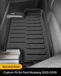 Floor Mats for Ford Mustang GT 2005-2009 All Weather Car Liner Protector Heavy Duty TPE Rubber Waterproof Anti-Slip Tech Custom 2005 2006 2007 2008 2009 Automotive Interior Accessories