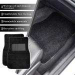 MUQIDA 4PCS Car Floor Mats, Anti-Slip Waterproof Car Carpets with Safety Heel Pad, Heavy Duty Floor Mat for All Weather Protection, Universal Trim to Fit for Sedans Trucks SUVs (Black)