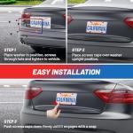 RED WOLF 2Pcs Iridescent Chrome License Plate Frame, Mirror Polish Chameleon Blue License Plate Tag Stainless Steel Bracket Holder Mount on Front Rear Bumper w/Screw Cover Accessories