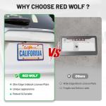 RED WOLF 2Pcs Iridescent Chrome License Plate Frame, Mirror Polish Chameleon Blue License Plate Tag Stainless Steel Bracket Holder Mount on Front Rear Bumper w/Screw Cover Accessories