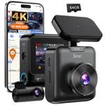 Sarmert C2 4K Dual Dash Cam Front and Rear - Built-in GPS and 5G WiFi, Free 64GB Card Included, 4K UHD Dash Camera for Cars, Night Vision, WDR, Loop Recording, App Control, 24H Parking Mode