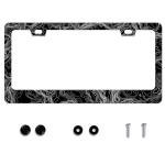 Topographic Map License Plate Frame Topography Stainless Steel License Plate Frame Auto Parts Decoration with Screws License Plate Holder for Men Women 12x6 Inch