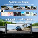 Wonsidary 10.26" HD Wireless Carplay Screen for Car,Portable Apple Carplay & Android Auto Touch Screen,4K Dash Cam/1080P Backup Camera/Mirror Link/Voice Control/GPS/Bluetooth,for All Vehicles