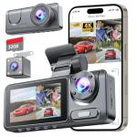 3 Channel Dash Cam for Cars Front Rear Inside, 4K WiFi Dash Cam w/ 32GB Card, 2.0" IPS Screen Dashboard Camera Recorder with App Control, G-Sensor, Loop Recording, Night Vision, Parking Monitor