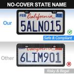 VRYTOR 2PCS Matte Black License Plate Frames - No-Cover State Name - Premium Rust Proof Aluminum License Plate Holder for Women and Men, Universal Car Plate Frame with 2 Holes, Easy to Install