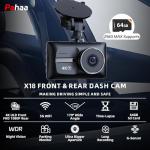 4K+FHD 1080P Dash Cam Front and Rear with Free 64GB Card, Dual Dash Camera for Cars,5G WiFi High Speed,Super Night Vision,Ultra Wide Angle, IPS Screen, G-Sensor, 24H Parking Mode,Up to 256GB Supports
