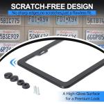 VRYTOR 2PCS Matte Black License Plate Frames - No-Cover State Name - Premium Rust Proof Aluminum License Plate Holder for Women and Men, Universal Car Plate Frame with 2 Holes, Easy to Install