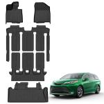 Floor Mats for Toyota Sienna 7 Seats 2021-2025(Not fit 2025 Platinum) Upgrade Trunk Mat All Weather TPE Floor Liners Fit for Sienna XLE/XSE/Limited/Edition Cargo Liner Anti-Slip Full Set Car Mats