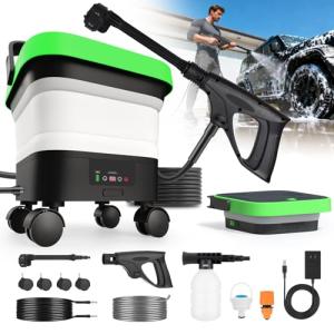 Cordless Pressure Washer, portable pressure washers with 3.5Gal Tank,7 Adiustable Handheld Portable Pressure Washers with 6-in-1 Nozzle, Max 550PSl,16.7FT Hose, 5x4000mAh portable power washer for Car