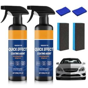 2PCS Advanced Car Quick-Acting Coating Agent Spray, Car CoatingSpray, Car Scratch Wax Polish Spray Waterless Wash, DurableCar ShineSpray, Oil Film Emulsion Glass Cleaner