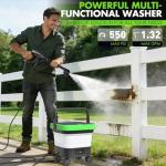 Cordless Pressure Washer, portable pressure washers with 3.5Gal Tank,7 Adiustable Handheld Portable Pressure Washers with 6-in-1 Nozzle, Max 550PSl,16.7FT Hose, 5x4000mAh portable power washer for Car