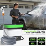 Cordless Pressure Washer, portable pressure washers with 3.5Gal Tank,7 Adiustable Handheld Portable Pressure Washers with 6-in-1 Nozzle, Max 550PSl,16.7FT Hose, 5x4000mAh portable power washer for Car