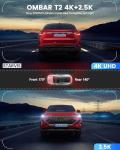 OMBAR Dash Cam Front and Rear, 4K/2.5K Ultra HD Dash Camera for Cars, Included 64GB Card, Built-in 5G Wi-Fi & GPS, 3.16” IPS Screen, Night Vision, 170°Wide Angle, HDR, 24H Parking Mode(T2)