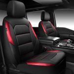 CAR PASS Memory Foam Car Seat Covers,Air Cool Mesh Thick Seat Covers Front Seats,Red Metal Film Leather Seat Cover for Car,Universal Automotive Comfort for Most Car,Truck,Airbag Compatible,Black Red