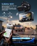 OMBAR Dash Cam Front and Rear, 4K/2.5K Ultra HD Dash Camera for Cars, Included 64GB Card, Built-in 5G Wi-Fi & GPS, 3.16” IPS Screen, Night Vision, 170°Wide Angle, HDR, 24H Parking Mode(T2)