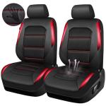 CAR PASS Memory Foam Car Seat Covers,Air Cool Mesh Thick Seat Covers Front Seats,Red Metal Film Leather Seat Cover for Car,Universal Automotive Comfort for Most Car,Truck,Airbag Compatible,Black Red