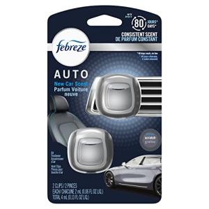 Febreze Car Vent Clip Air Freshener, Odor Eliminator for Up to 30 Days Freshness, 2 Clips (New Car)