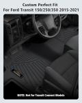 Floor Mats Custom for Ford Transit 2015-2021 150/250/350/350HD w/Carpet Flooring (Not for Transit Connect Models) All Weather TPE Rubber 1st Row Anti-Slip Floor Liners for Transit Accessories