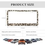 SHMZK Bling License Plate Frame, Handcrafted Rhinestone License Plate Holder with Mounting Kit, Sparking Diamond Stainless Steel License Plate Cover for Women, Car Accessories (Leopard)