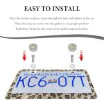 SHMZK Bling License Plate Frame, Handcrafted Rhinestone License Plate Holder with Mounting Kit, Sparking Diamond Stainless Steel License Plate Cover for Women, Car Accessories (Leopard)