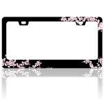 Cherry Blossoms License Plate Frame Beautiful Pink Flowers License Plate Frames Funny Auto Accessory Bracket Stainless Steel License Plate for Women Men 6x12 Inch