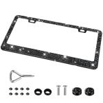 QUANQIUFEI Bling License Plate Frames for Women, Sparkly Rhinestone Diamond Car Accessories with Glitter Crystal Caps (1 Pack Black)