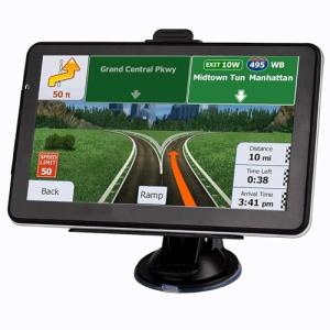 LONGRUF GPS Navigation for Car, Latest 2025 Map 7 inch Touch Screen Car GPS, Voice Turn Direction Guidance, Support Speed and Red Light Warning, Pre-Installed North America Lifetime map Free Update