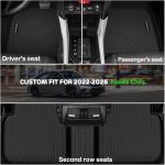 Floor Mats for Honda Civic 2022-2026 Gas Sedan(2nd Row w/o USB Port) & 2026 Sedan Hatchback Si Hybrid TPE Floor Liners Fit for Civic 1st & 2nd Row & Door Sill Guards Anti-Slip Full Set Car Mats