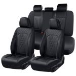 FLORICH Car Seat Covers Full Set Leather Seat Cover Waterproof Car Seat Cushion 5 Seats Interior Covers Full Wrapping Edge Seat Protector Universal Fit for Most Cars Trucks SUV, Black