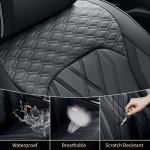 FLORICH Car Seat Covers Full Set Leather Seat Cover Waterproof Car Seat Cushion 5 Seats Interior Covers Full Wrapping Edge Seat Protector Universal Fit for Most Cars Trucks SUV, Black