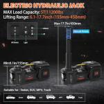 E-HEELP Electric Car Jack Kit 5Ton 12V Hydraulic Car Jack Lift (Lifting Range: 6.1~17.7 inch) with Electric Impact Wrench for SUV MPV Sedan Truck Change Tires Garage Repair