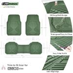 CAR PASS Heavy Duty Rubber Car Mats, Deepdish All Weather Floor Mats for Car Full Set, Universal Automotive Mats Trim to Fit for Sedans SUVs Trucks, Waterproof Anti-Slip Deep Tray 3 Pieces Olive Green