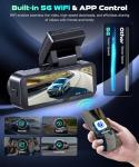 4K Dash Cam Front and Rear Full HD Dash Camera for Cars, Free 64GB Card, Built-in GPS/WiFi, 3.16" IPS Screen Dashcam Support App Control, G-Sensor, Night Vision, 24H Parking Mode