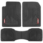 Motor Trend AdventureMax Car Floor Mats Full Set - Durable Rubber Floor Mats for Cars with Debris Capture Grooves, All Weather Interior Protection for Front and Rear with Non-Slip Backing, Black